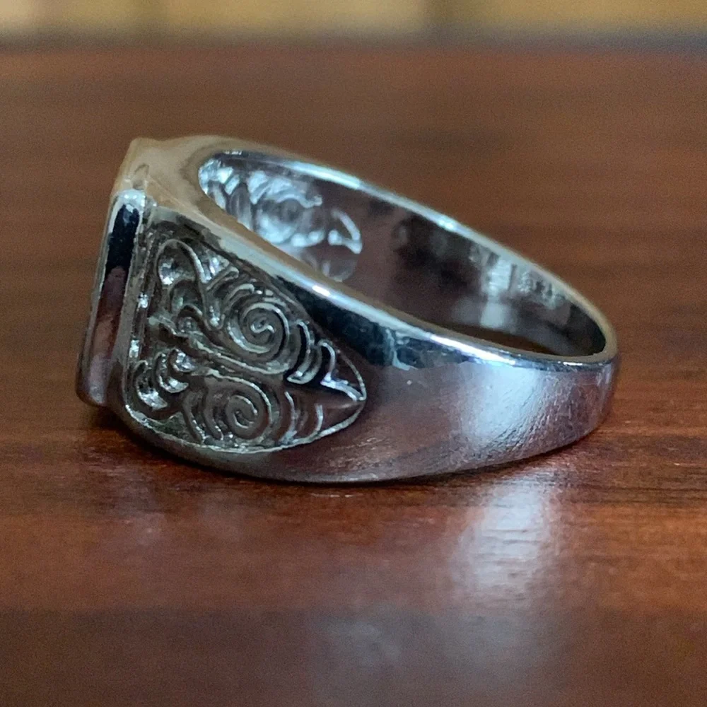 Silver tone and black scorpion ring size 11